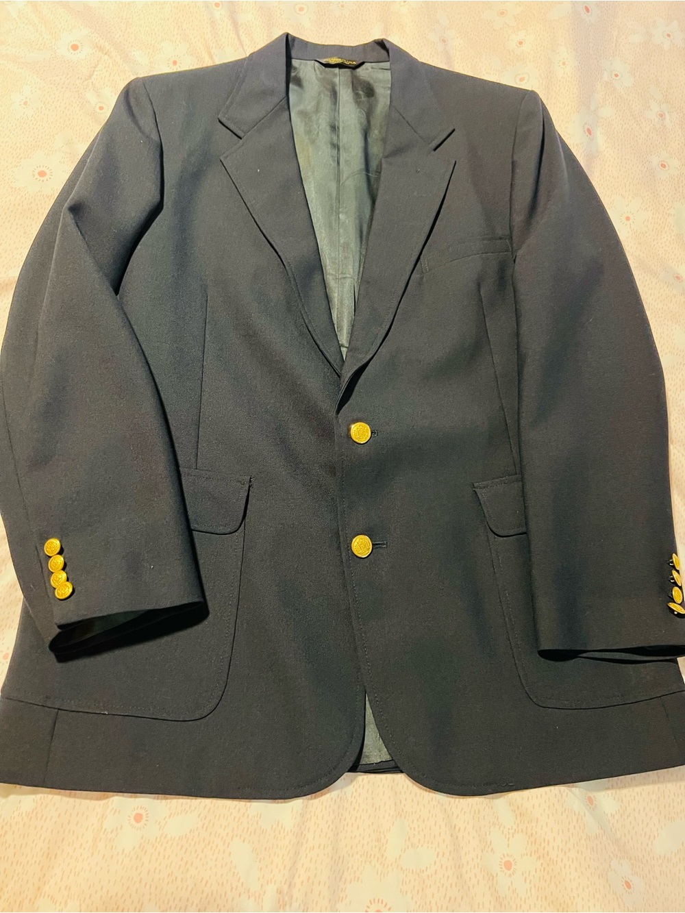 VTG 80s Sutter & Grant Navy Blue Blazer Sport Coat USA Gold Buttons Chest 48